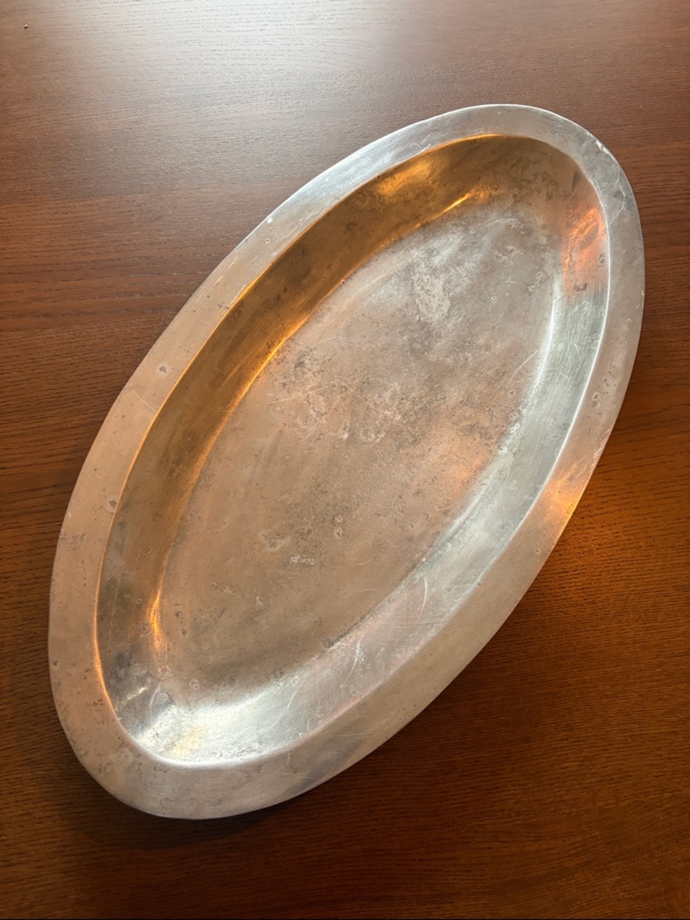 Large Oval Pewter Fish Platter - 10.75” x 21”